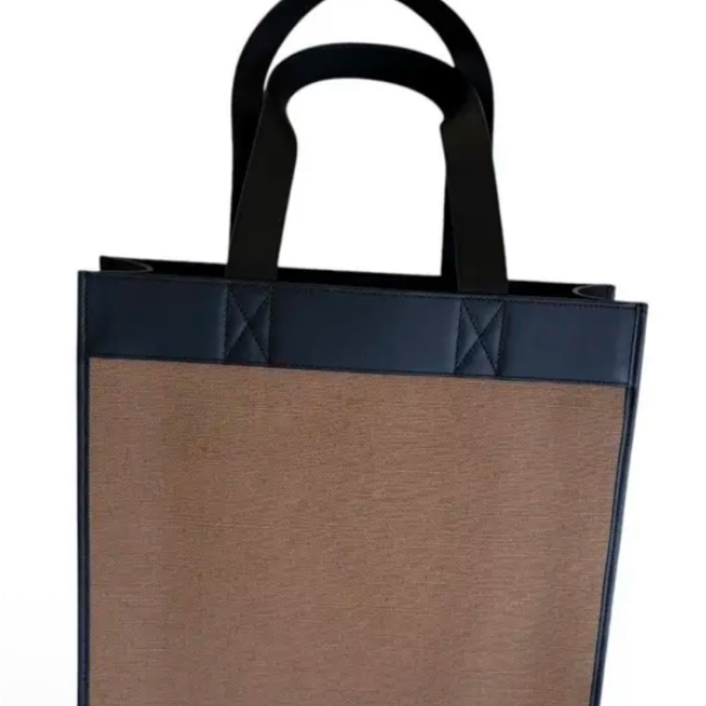 Burberry Black and Brown  Tote Measures:  13.5" L x 14.5" H x 3.5" D - Picture 5 of 6